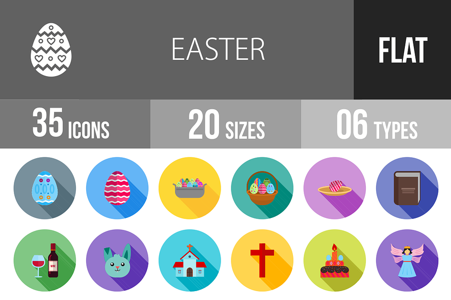 35 Easter Flat Shadowed Icons