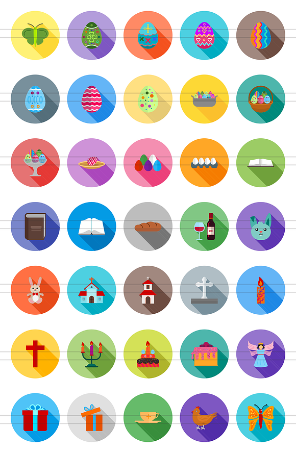 35 Easter Flat Shadowed Icons in Graphics - product preview 1