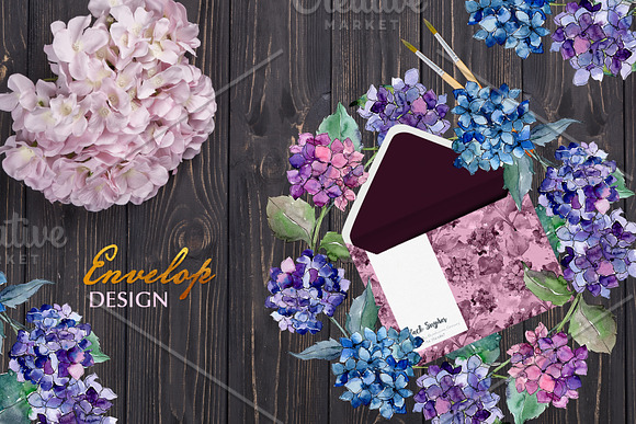Hydrangea Watercolor png in Illustrations - product preview 6