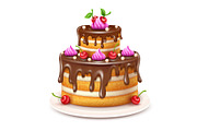 Birthday cake with chocolate creme.