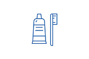 Teeth cleaning line icon concept
