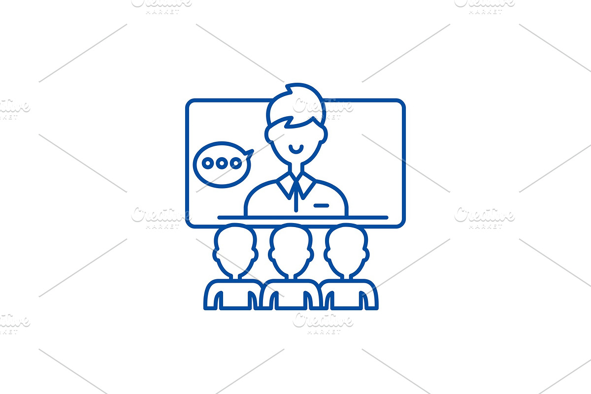 Teleconference line icon concept in Illustrations - product preview 8