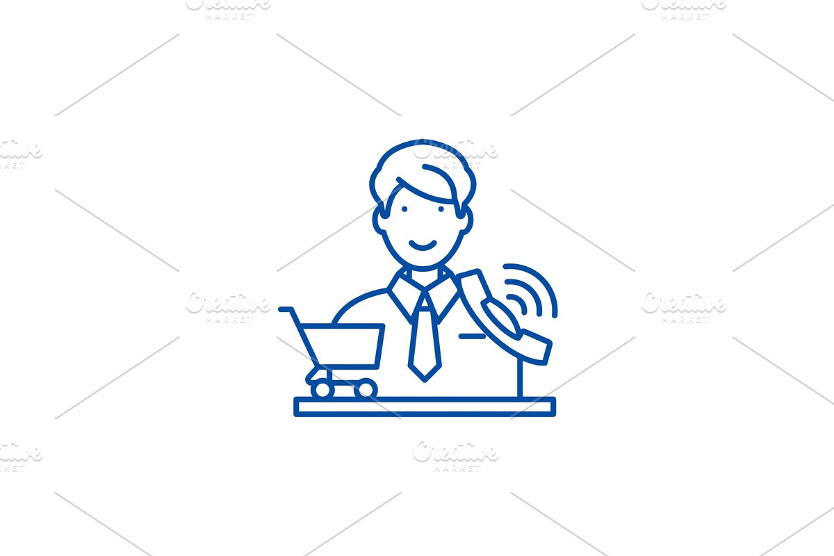 Telemarketing line icon concept in Illustrations - product preview 8