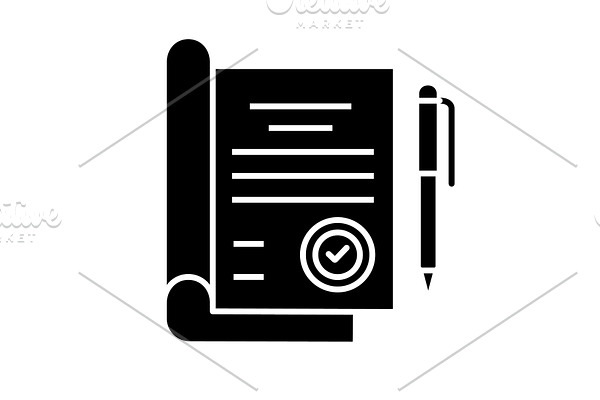 Signed contract glyph icon