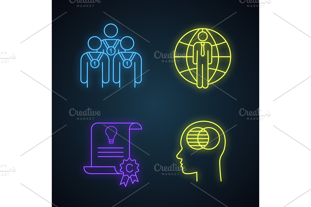 Business ethics neon light icons set in Icons - product preview 8