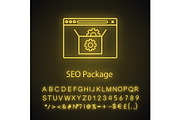 SEO packages neon light icon