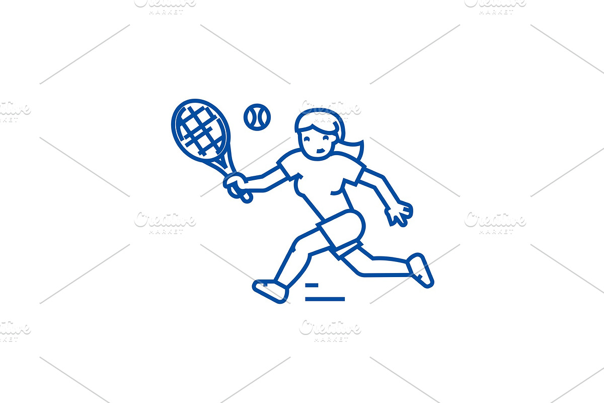 Tennis championship,woman line icon in Illustrations - product preview 8