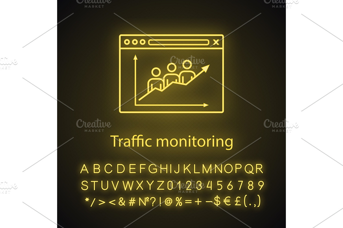 Website traffic neon light icon in Icons - product preview 8