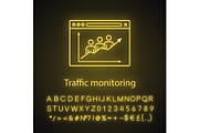Website traffic neon light icon