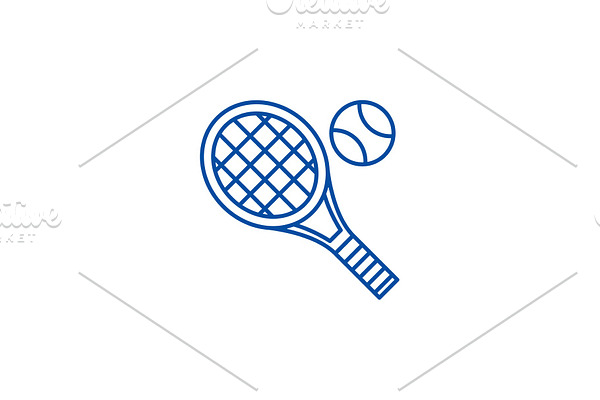 Tennis racket line icon concept