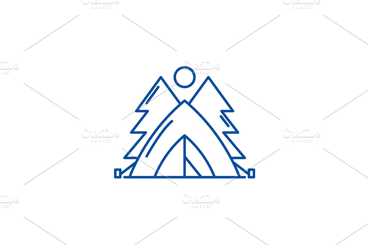 Tent in the forest line icon concept in Illustrations - product preview 8