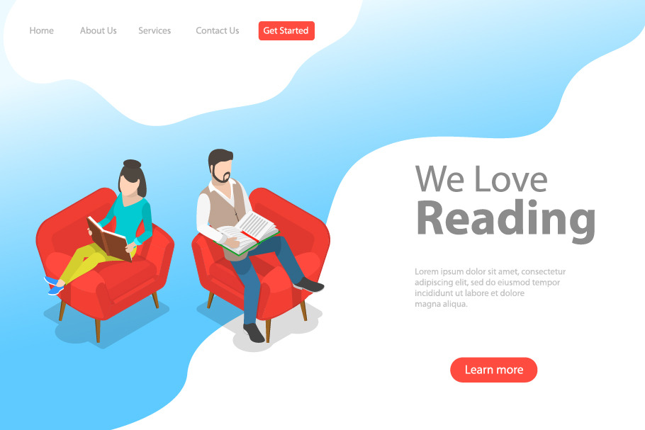 Landing page template of reading