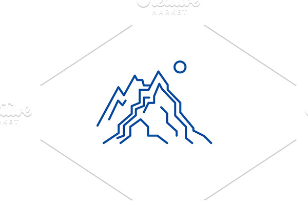The mountains line icon concept. The