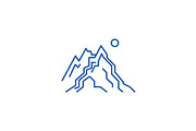 The mountains line icon concept. The