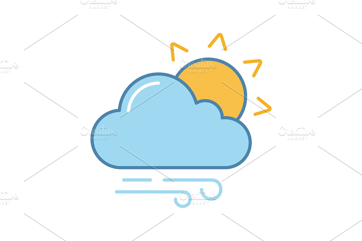 Partly cloudy and windy color icon in Icons - product preview 8