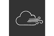 Cloudy windy weather chalk icon