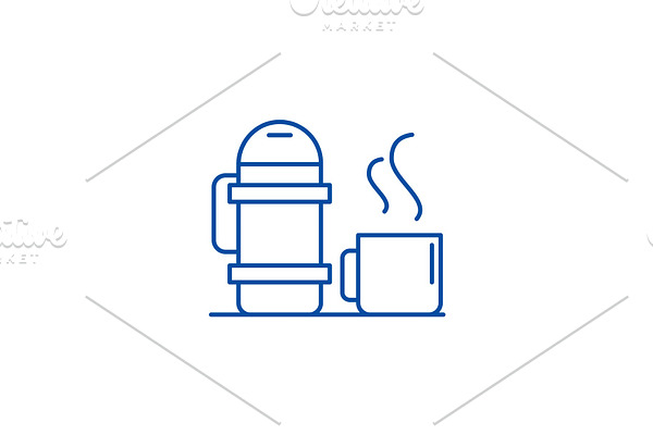 Thermos and mug line icon concept