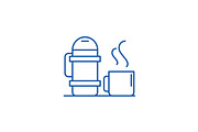 Thermos and mug line icon concept