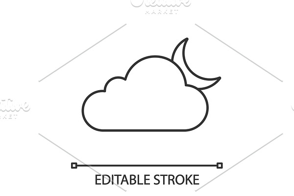 Cloudy night linear icon