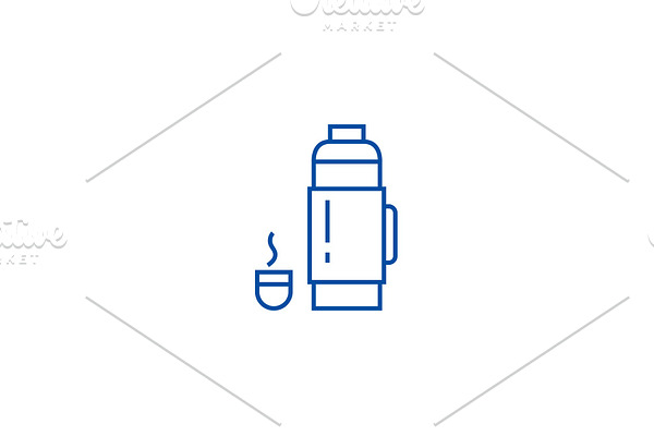 Thermos sign line icon concept