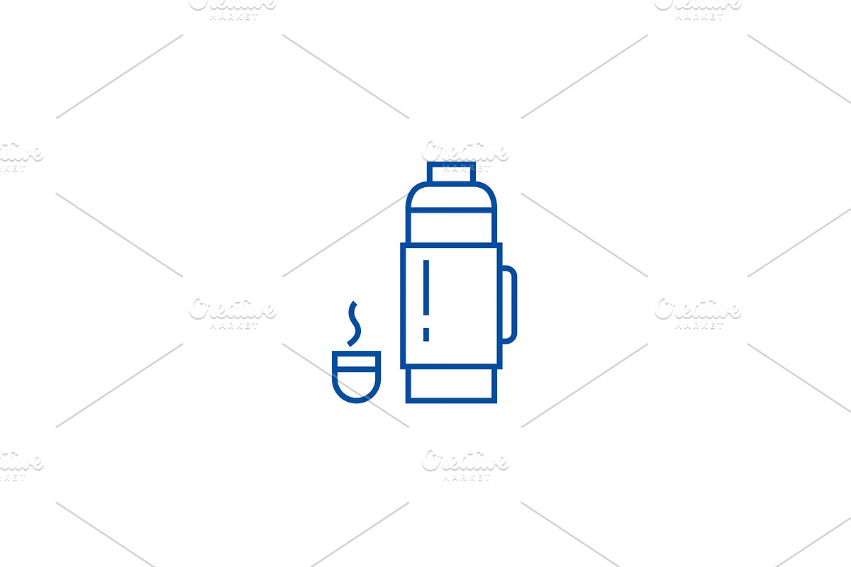 Thermos sign line icon concept in Illustrations - product preview 8