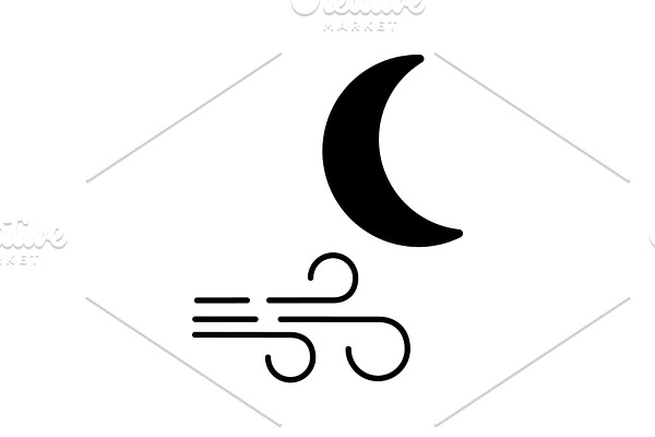 Clear windy night glyph icon