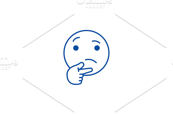 Thinking emoji line icon concept