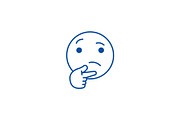 Thinking emoji line icon concept