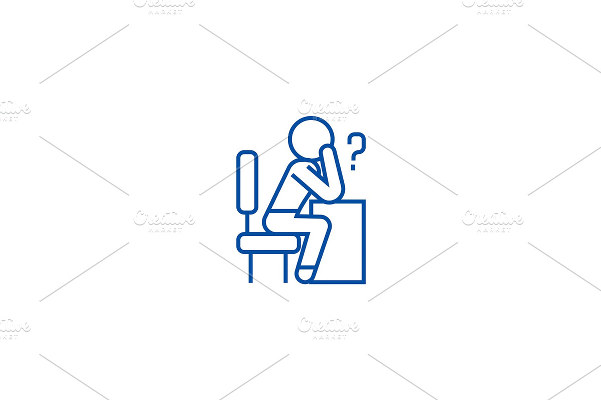 Thinking person with question line in Illustrations - product preview 8