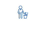 Throwing garbage in a bin line icon