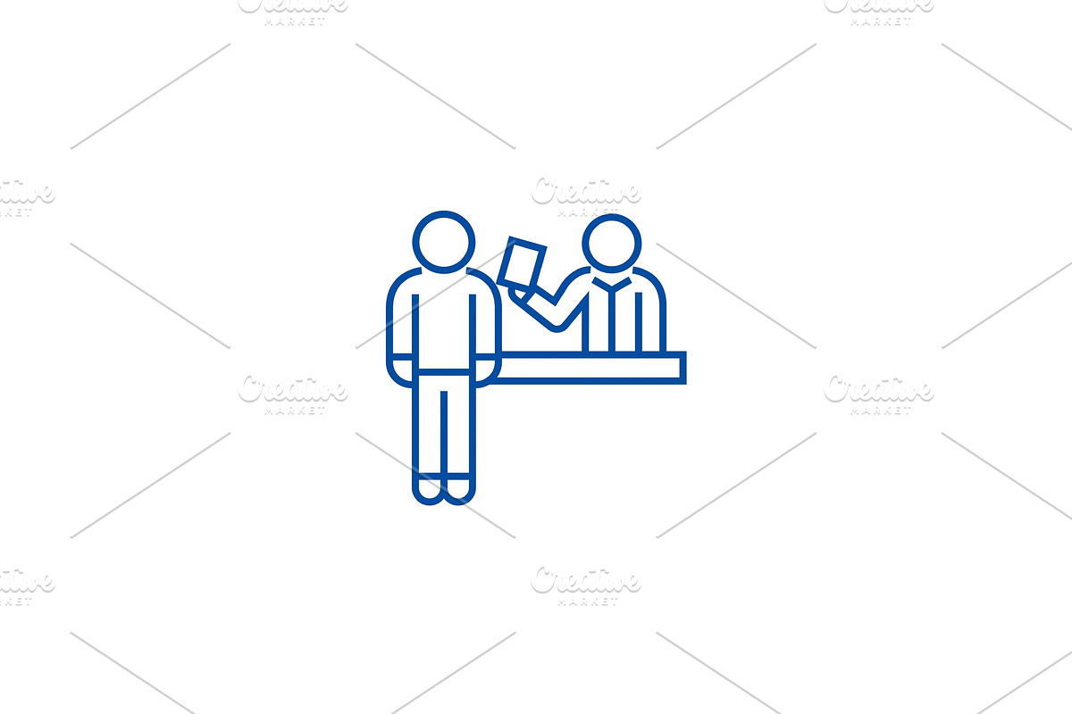 Ticket booking office line icon in Illustrations - product preview 8