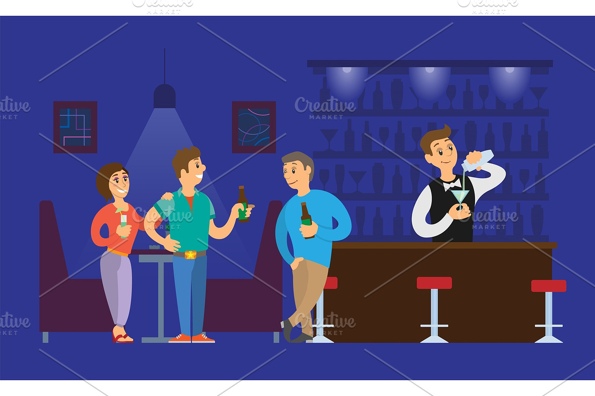 Nightclub Bartender Pouring in Illustrations - product preview 8