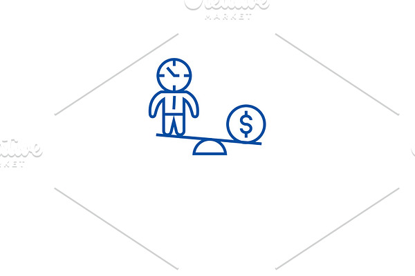 Time and money scales line icon