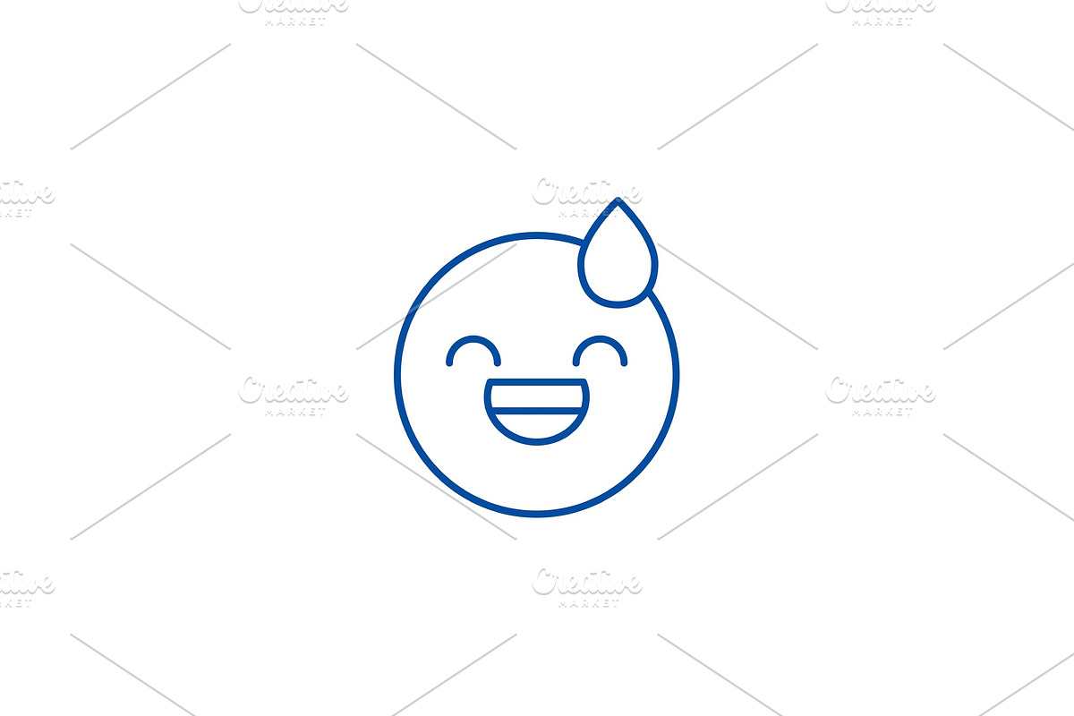 Tired emoji line icon concept. Tired in Illustrations - product preview 8