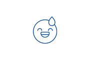 Tired emoji line icon concept. Tired