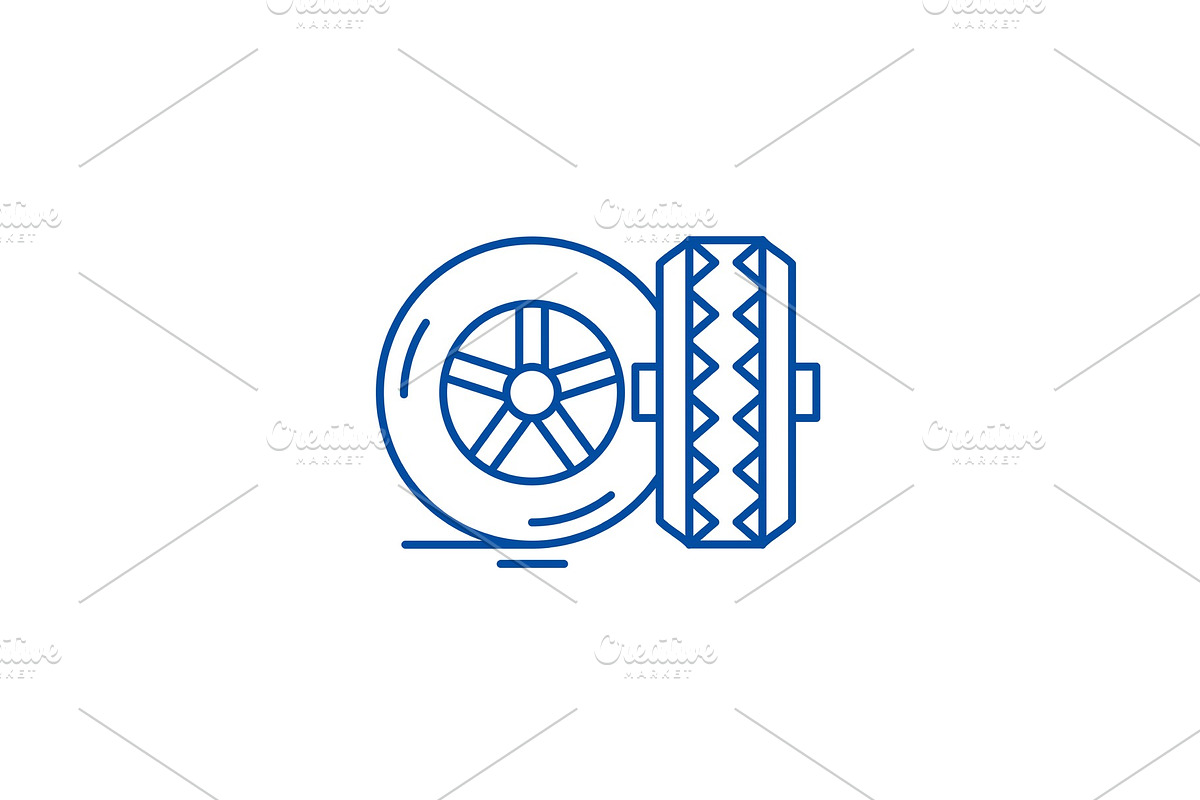 Tires line icon concept. Tires flat in Illustrations - product preview 8