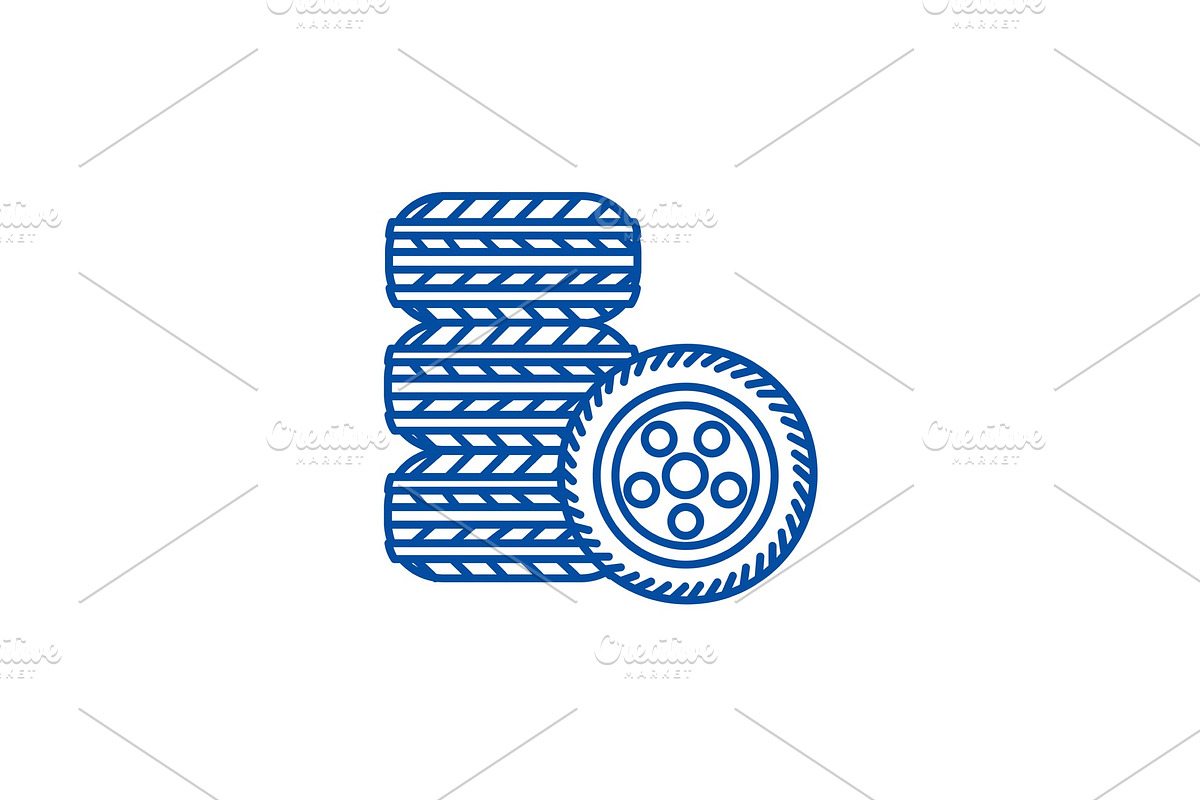 Tires,tire service line icon concept in Illustrations - product preview 8