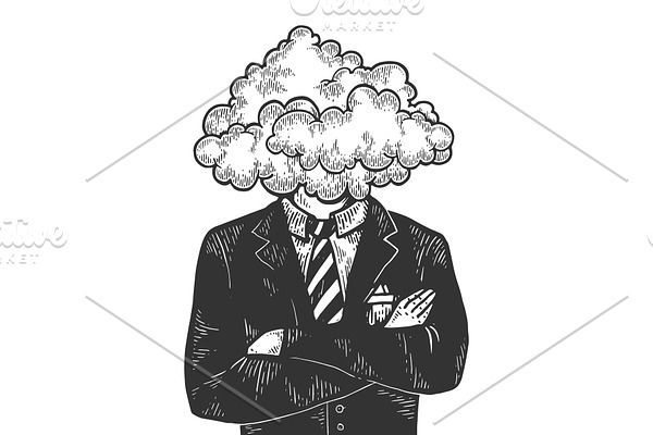 Cloud head businessman sketch vector