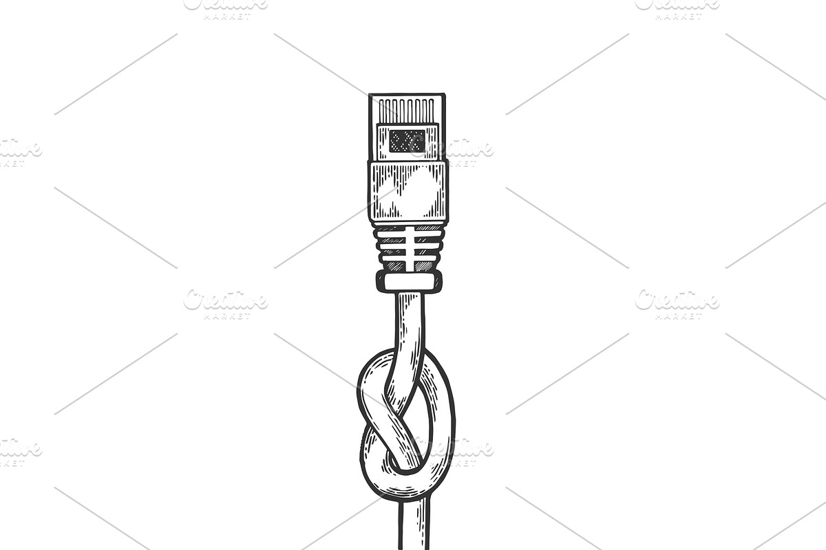 Knotted internet cable sketch vector in Illustrations - product preview 8