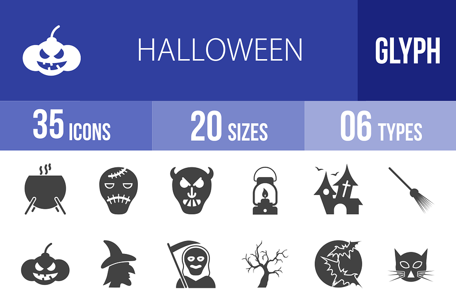 35 Halloween Glyph Icons