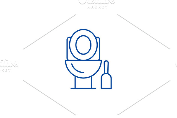 Toilet cleaning line icon concept