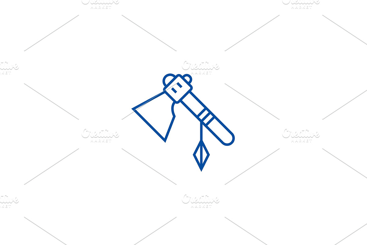 Tomahawk line icon concept. Tomahawk in Illustrations - product preview 8