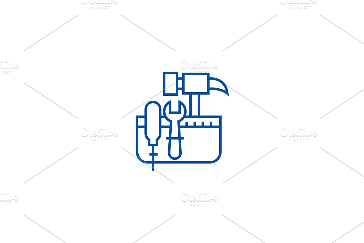Tool belt,hammer screw line icon in Illustrations - product preview 8