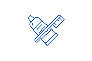 Toothbrush and toothpaste line icon