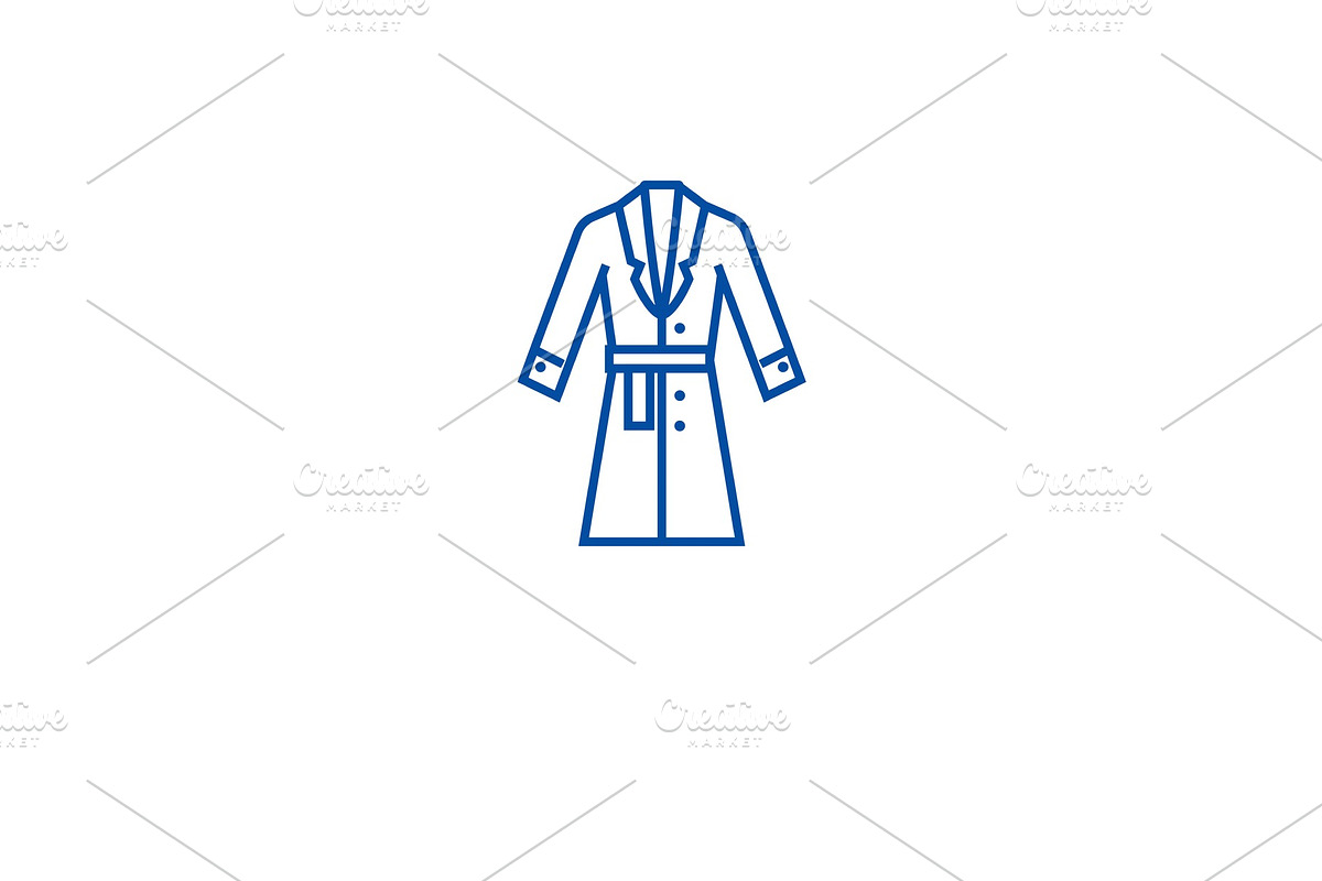 Topcoat, winter coat line icon in Illustrations - product preview 8