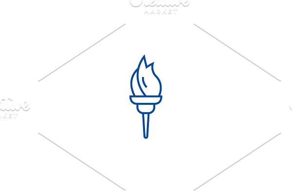 Torch line icon concept. Torch flat