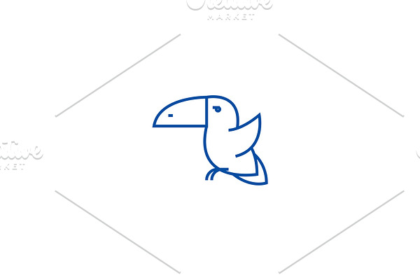 Toucan bird line icon concept