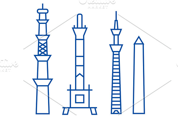 Towers line icon concept. Towers