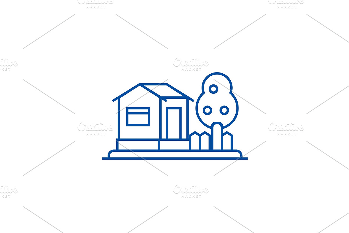 Townhouse sign line icon concept in Illustrations - product preview 8