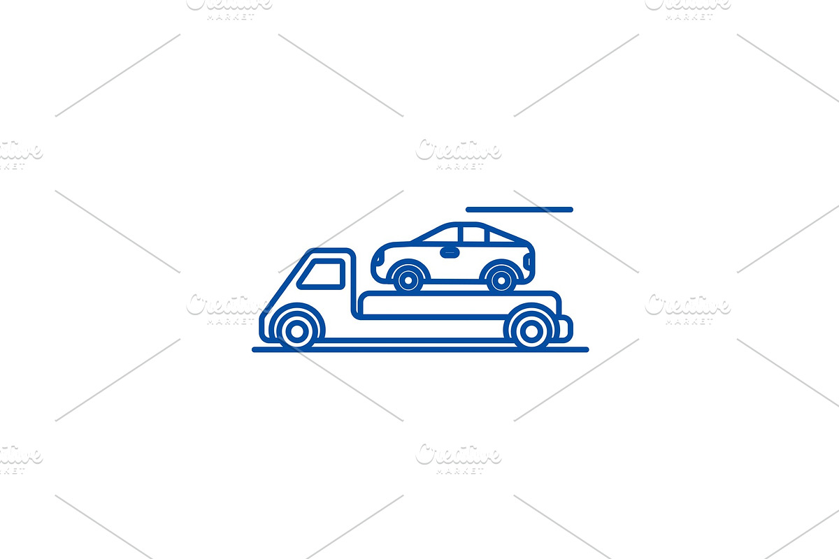Trailer,transportation,car line icon in Illustrations - product preview 8